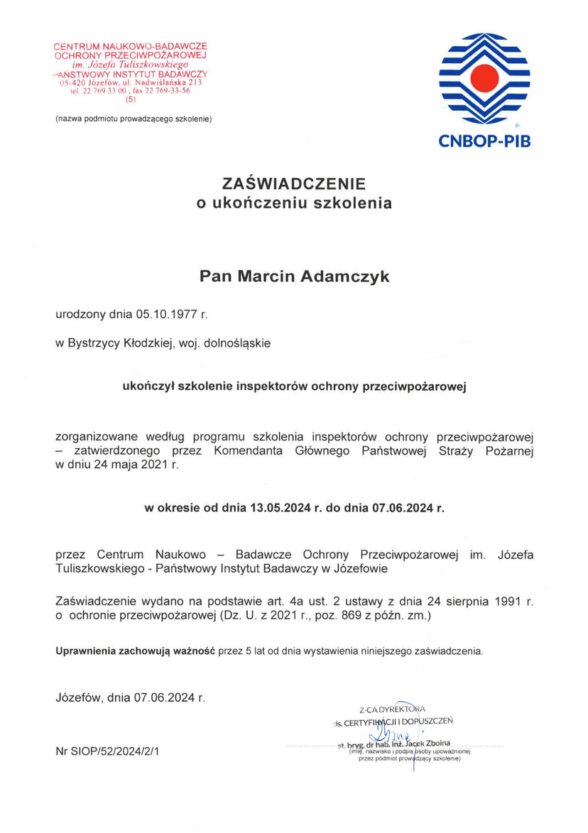 Zaświadczenie PPOŻ